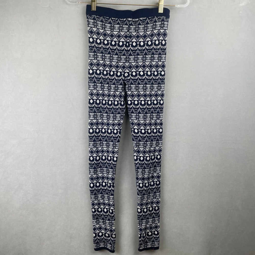 Forever 21 Fair Isle Cozy Knit Stretch Leggings Navy White Size‎ S Winter Lounge